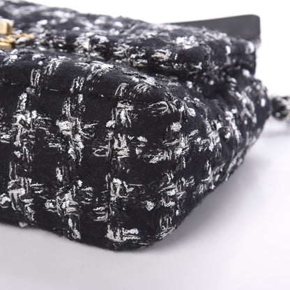 Chanel Tweed Quilted Large 19 Flap Black Ecru White 9 of 9