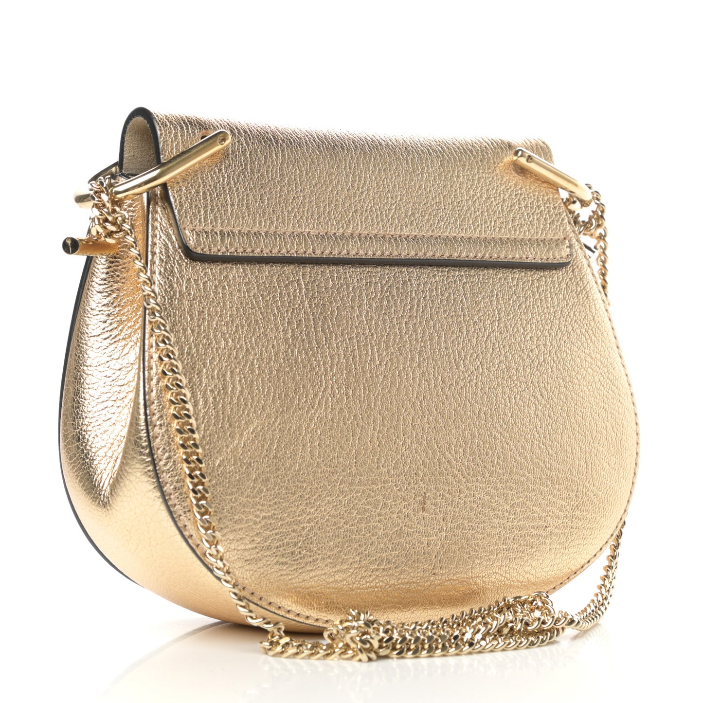 Metallic Goatskin Mini Drew Shoulder Bag Pale Gold