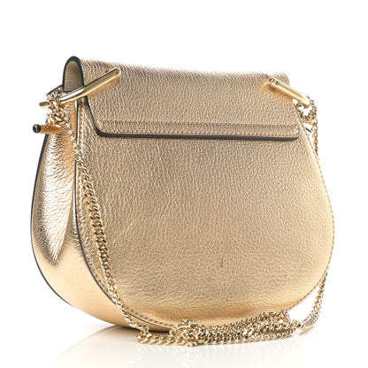 Chloe Metallic Goatskin Mini Drew Shoulder Bag Pale Gold 3 of 10