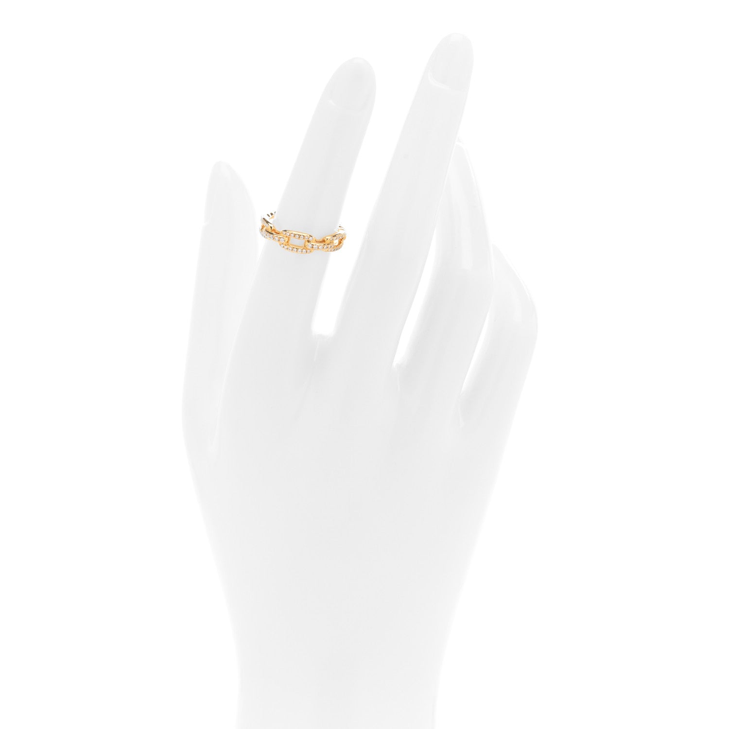 David Yurman 18K Yellow Gold Diamond 4.5mm Stax Single Row Chain Link Ring 49 5 2 of 5