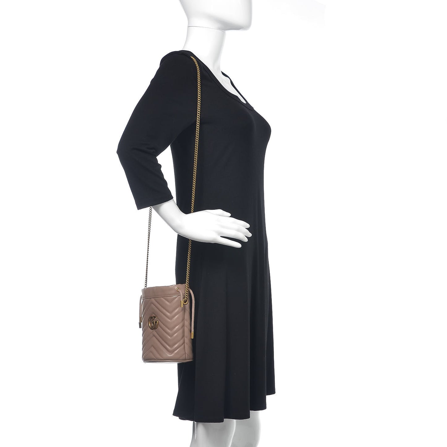 Calfskin Matelasse Mini GG Marmont 2.0 Bucket Bag Porcelain Rose