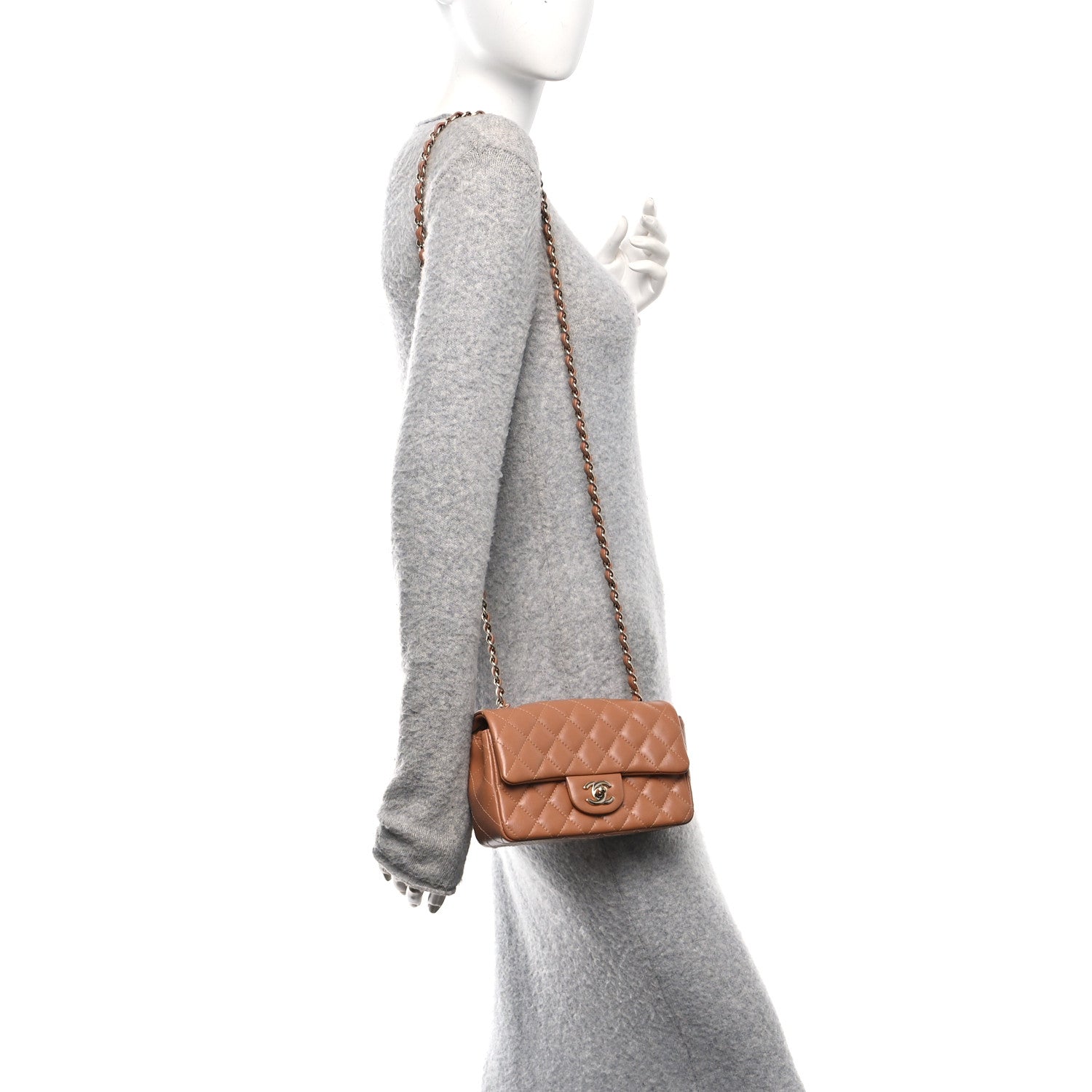 Chanel Lambskin Quilted Mini Rectangular Flap Brown 2 of 11