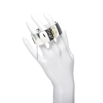 Tiffany Sterling Silver 18K Yellow Gold Lock Hinged Bangle Bracelet 2 of 5