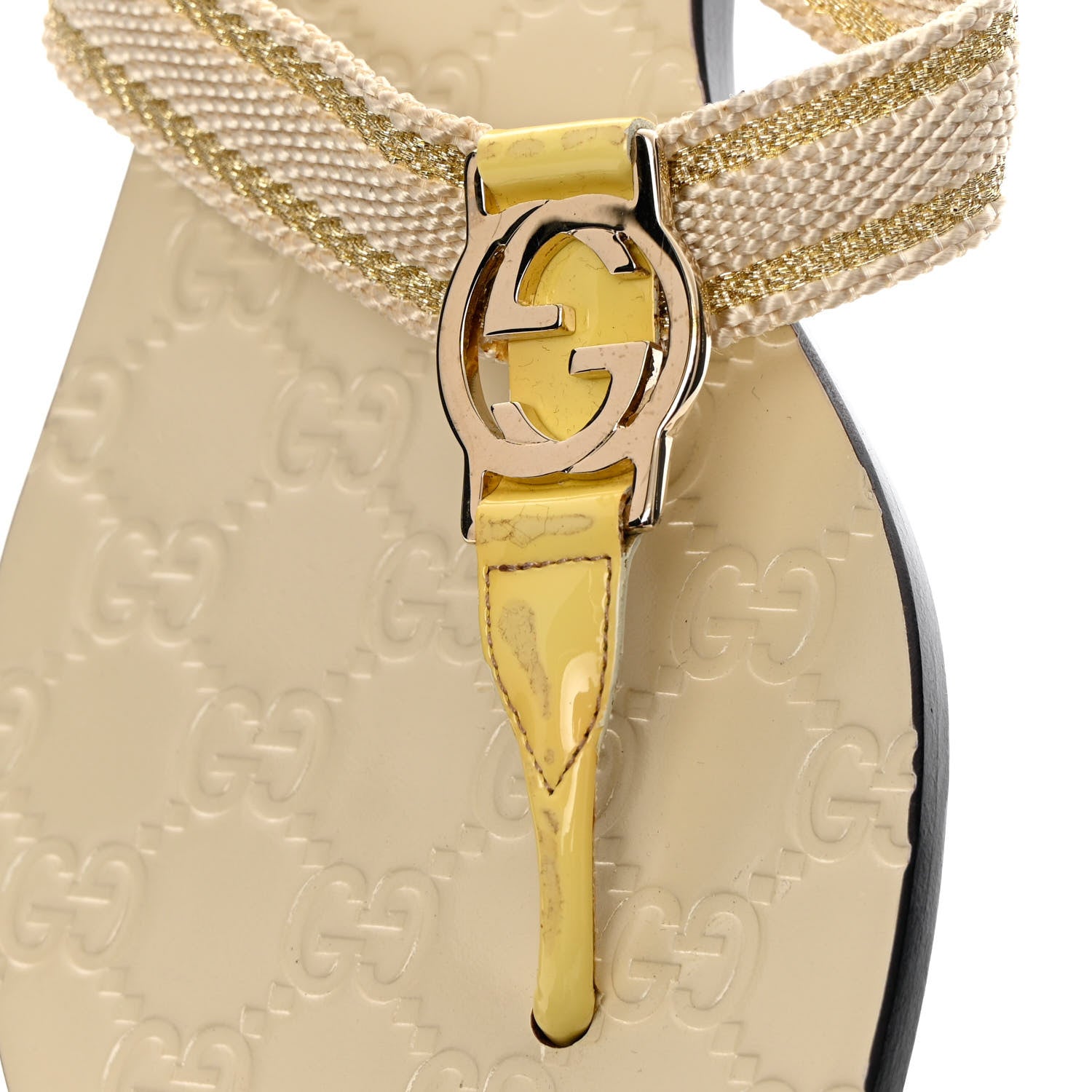 Gucci Guccissima Web Interlocking G Thong Sandals 39.5 Beige 8 of 11