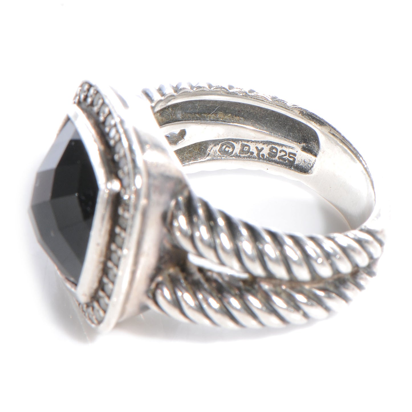 Sterling Silver Diamond Black Onyx 7mm Petite Albion Ring 54 7