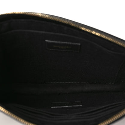 Saint Laurent Calfskin Crocodile Embossed Cassandre Tablet Pouch Black 5 of 8