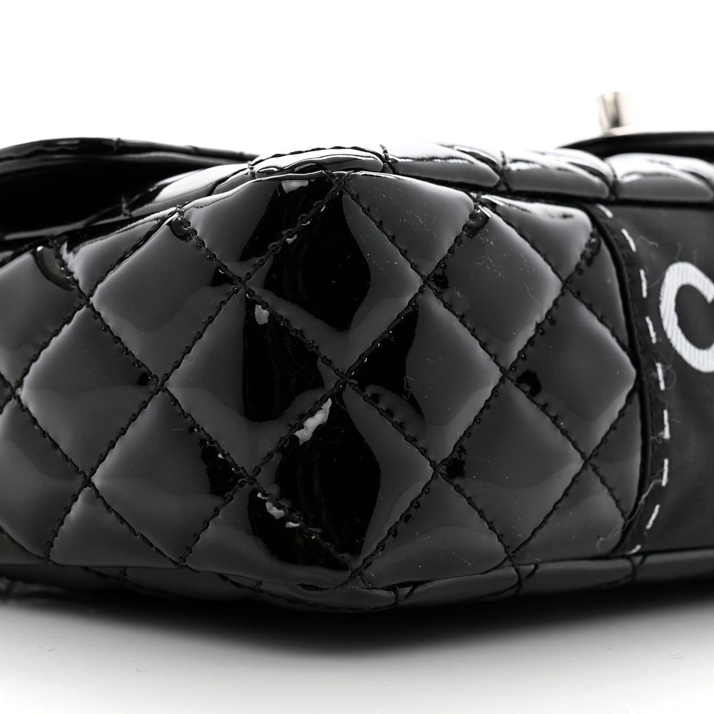 Patent Quilted Secret Label Medium Flap Black