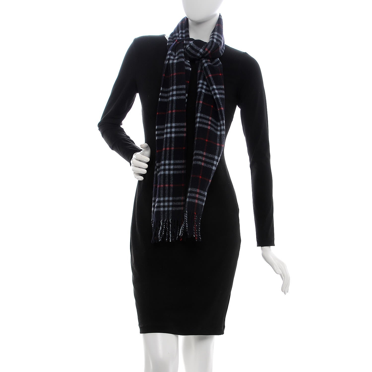 Burberry Wool Nova Check Fringe Scarf Blue 2 of 5