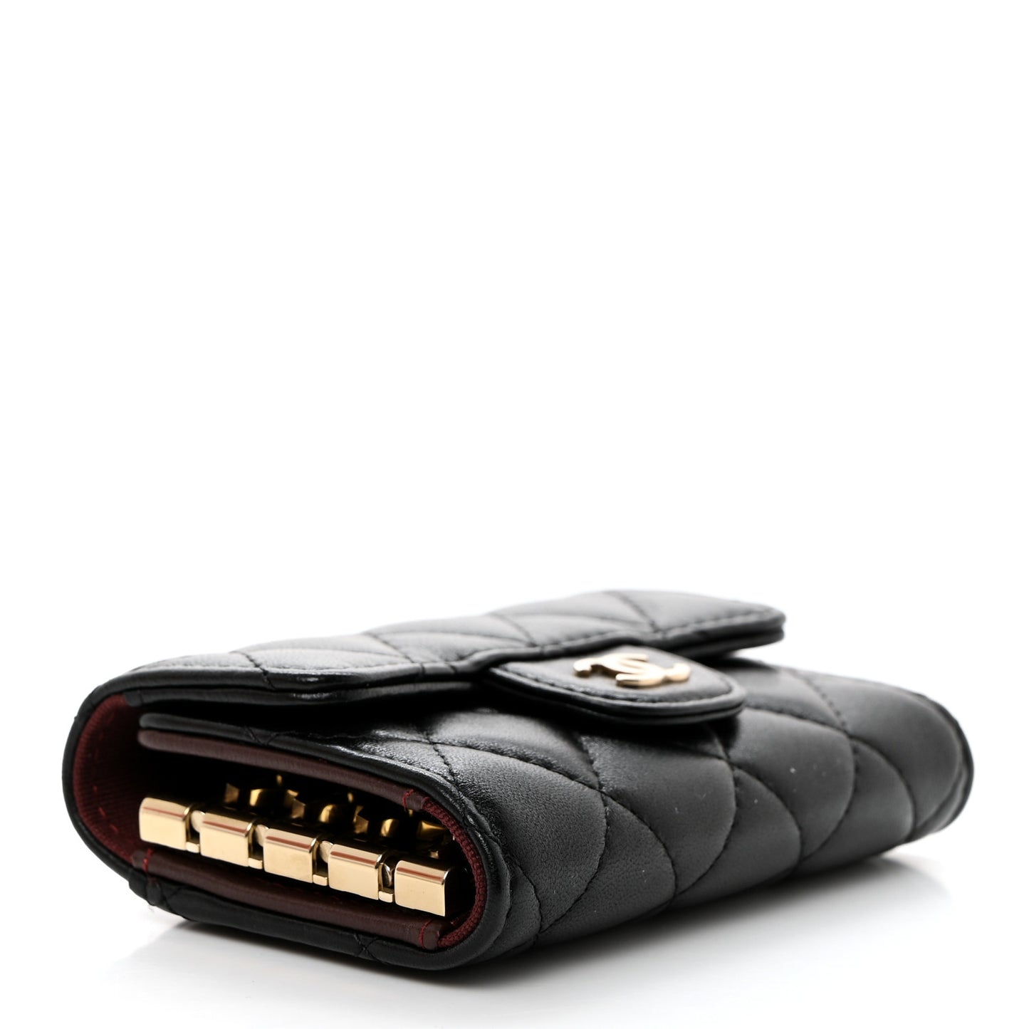 Lambskin Quilted Classic 4 Key Holder Wallet Black