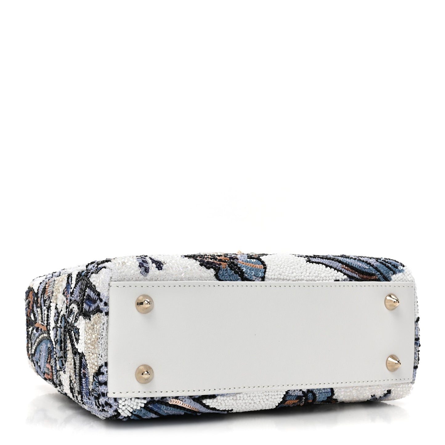 Calfskin Toile De Jouy Beaded Sequin Embroidered Small Mexico Lady Dior White Pastel Midnight Blue