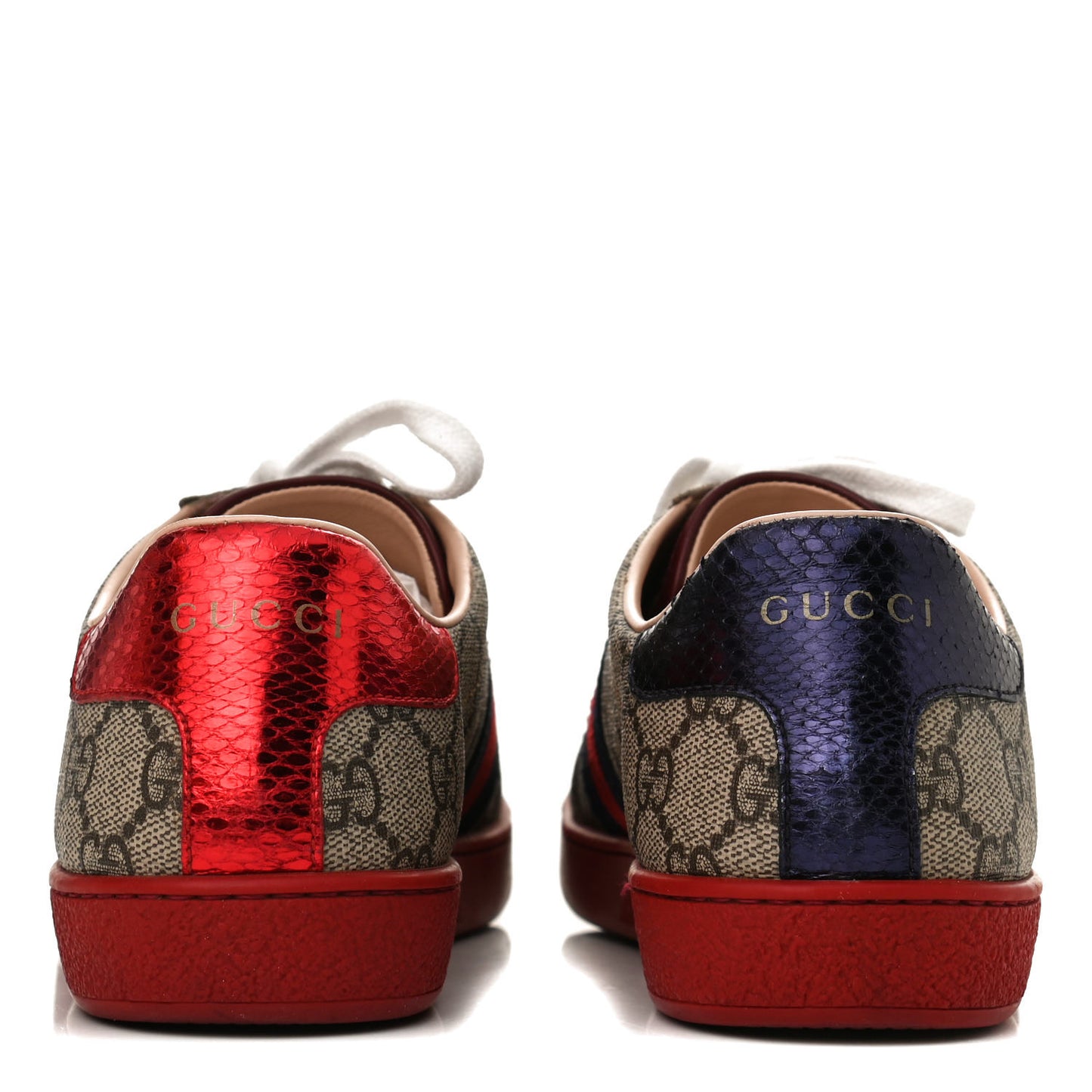 GG Supreme Monogram Ayers Web Womens Ace Sneakers 36.5 Red