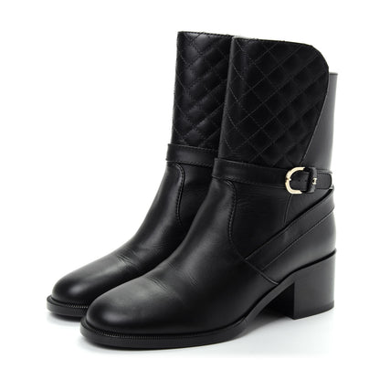 Chanel Calfskin Quilted CC Boots 36.5 Black 3 of 10