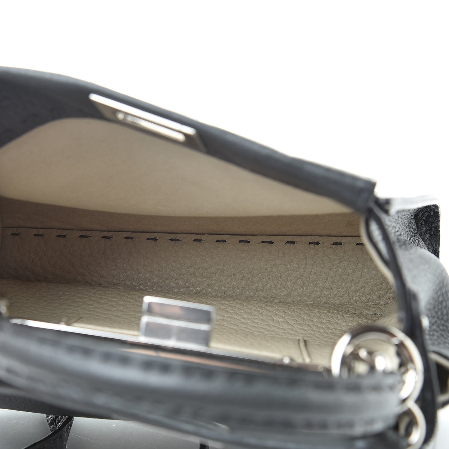 Cuoio Romano Selleria Bi-Color Mini Peekaboo Iconic Satchel Asfalto Latte