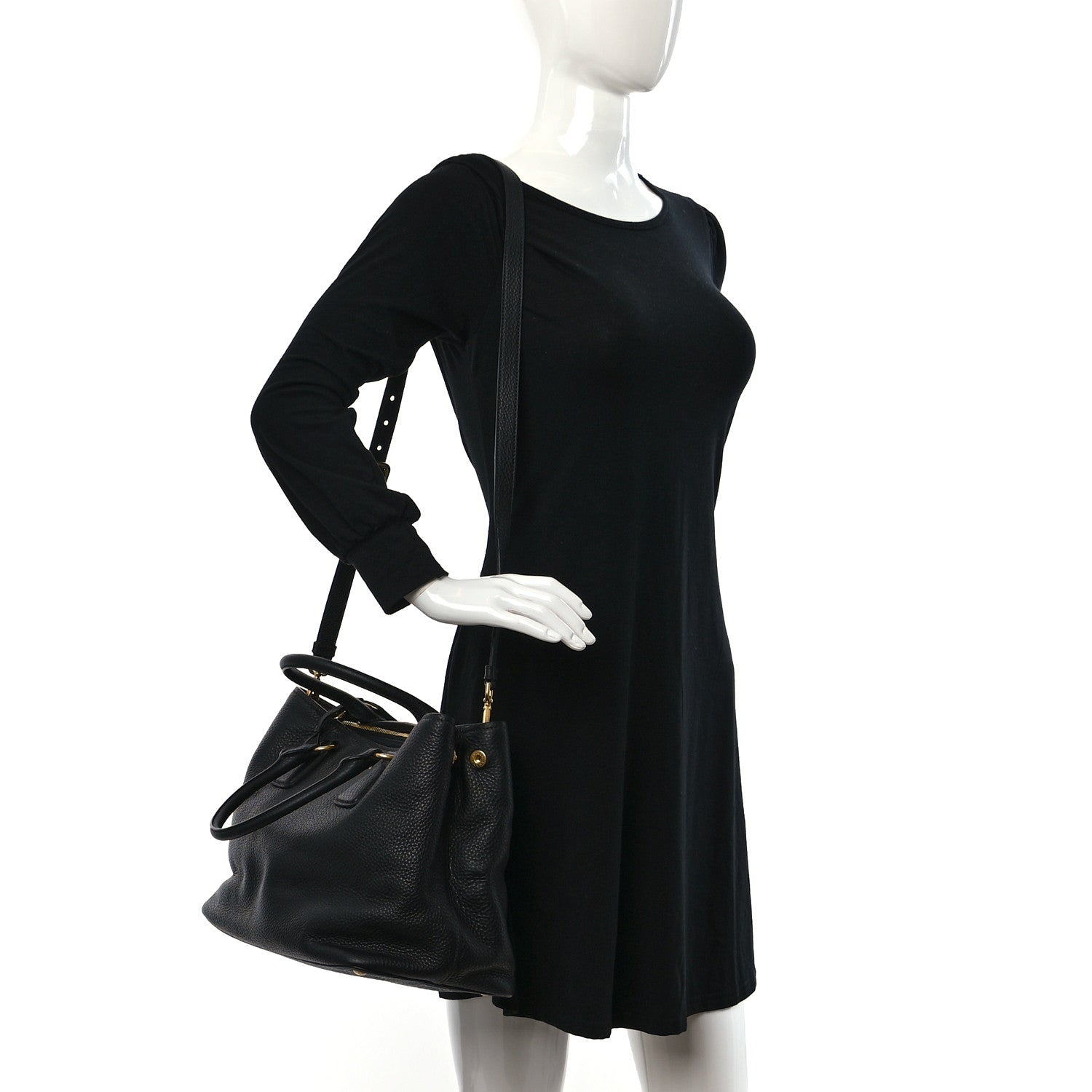 Prada Vitello Daino Tote Black 3 of 8