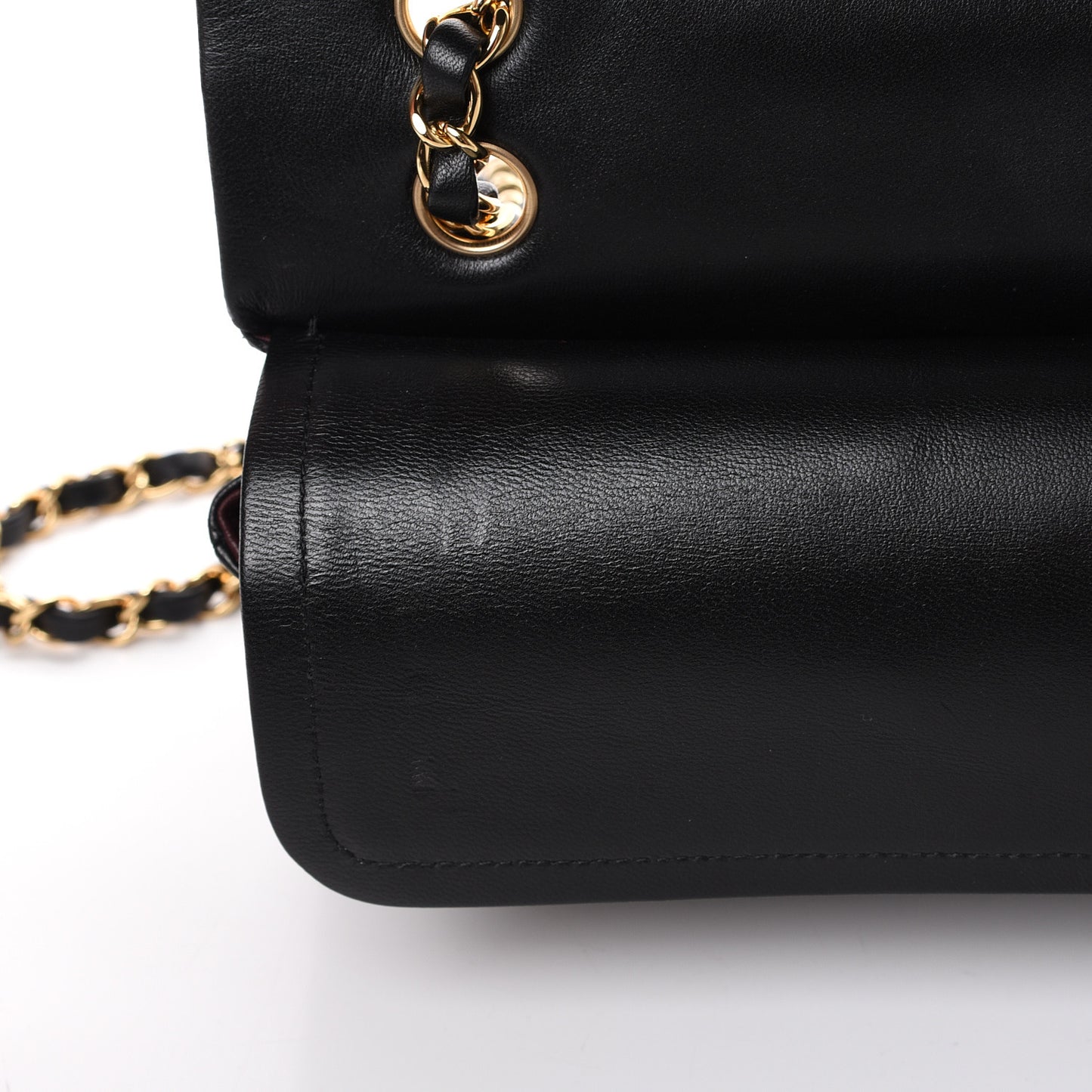 Lambskin Quilted Medium Double Flap Black