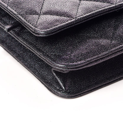 Chanel Iridescent Caviar Quilted Wallet On Chain WOC Black 9 of 12