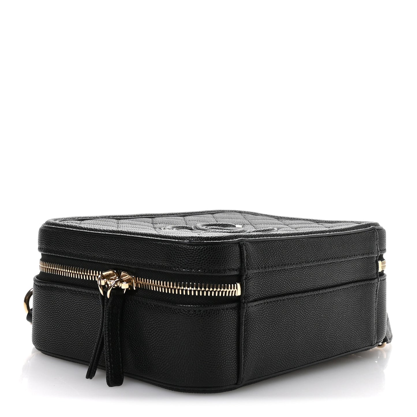 Caviar Quilted Medium CC Filigree Vanity Case Black