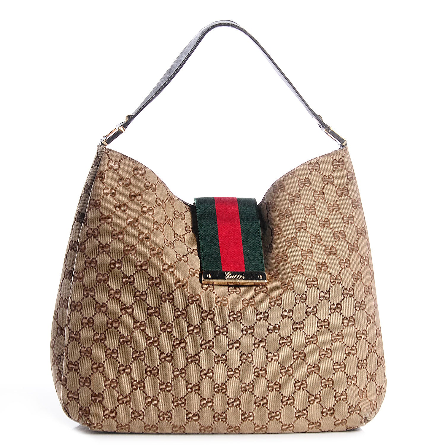 Gucci Monogram New Ladies Web Large Hobo Brown 1 of 7
