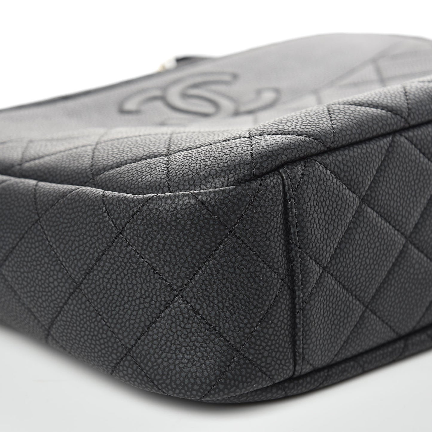 Caviar Quilted Large Coco Tassel Camera Case Black
