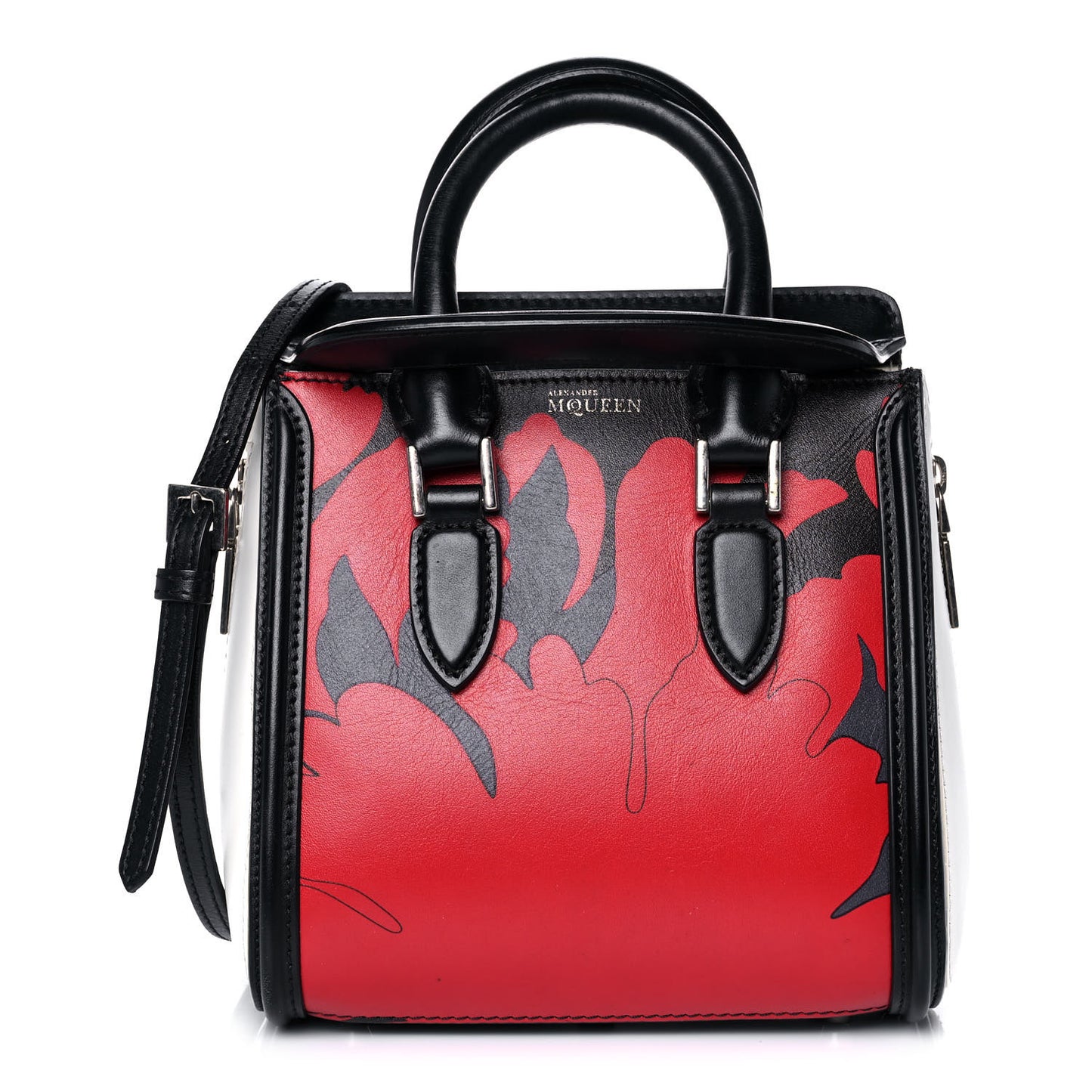 Calfskin Floral Cut Out Mini Heroine Shoulder Bag Red