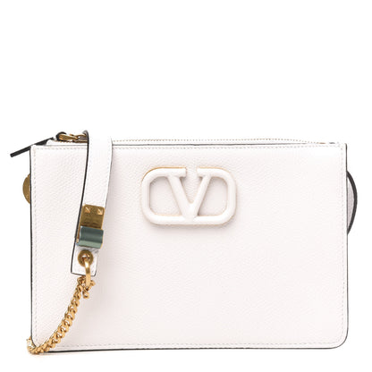 Valentino Garavani Grainy Calfskin VSling Pouch With Strap Optic White 3 of 10