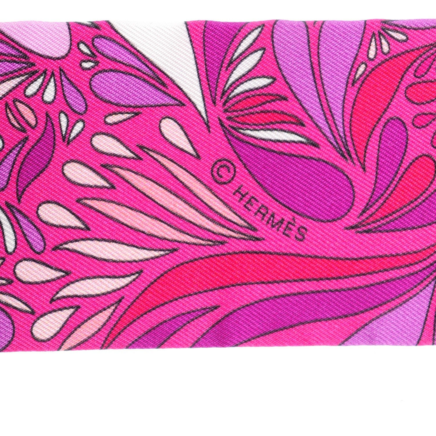Hermes Silk Millefleurs Du Mexique Twilly Fuchsia Mauve Rose 5 of 5