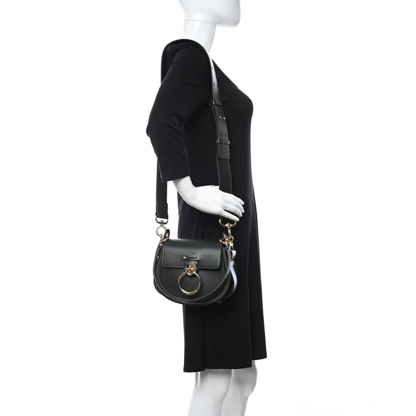 Calfskin Suede Small Tess Bag Night Forest