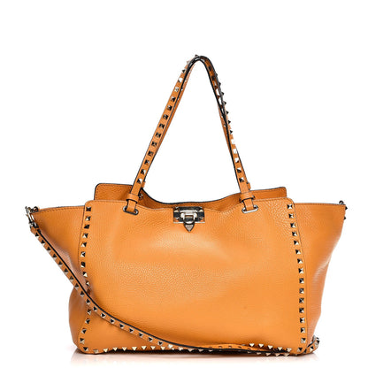 Valentino Garavani Pebbled Calfskin Medium Rockstud Tote Melon Sorbet 1 of 10
