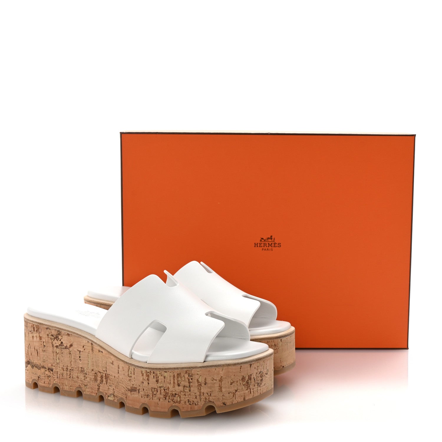 Hermes Calfskin Cork Eze 30 Sandals 37 White 10 of 10