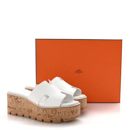 Hermes Calfskin Cork Eze 30 Sandals 37 White 10 of 10