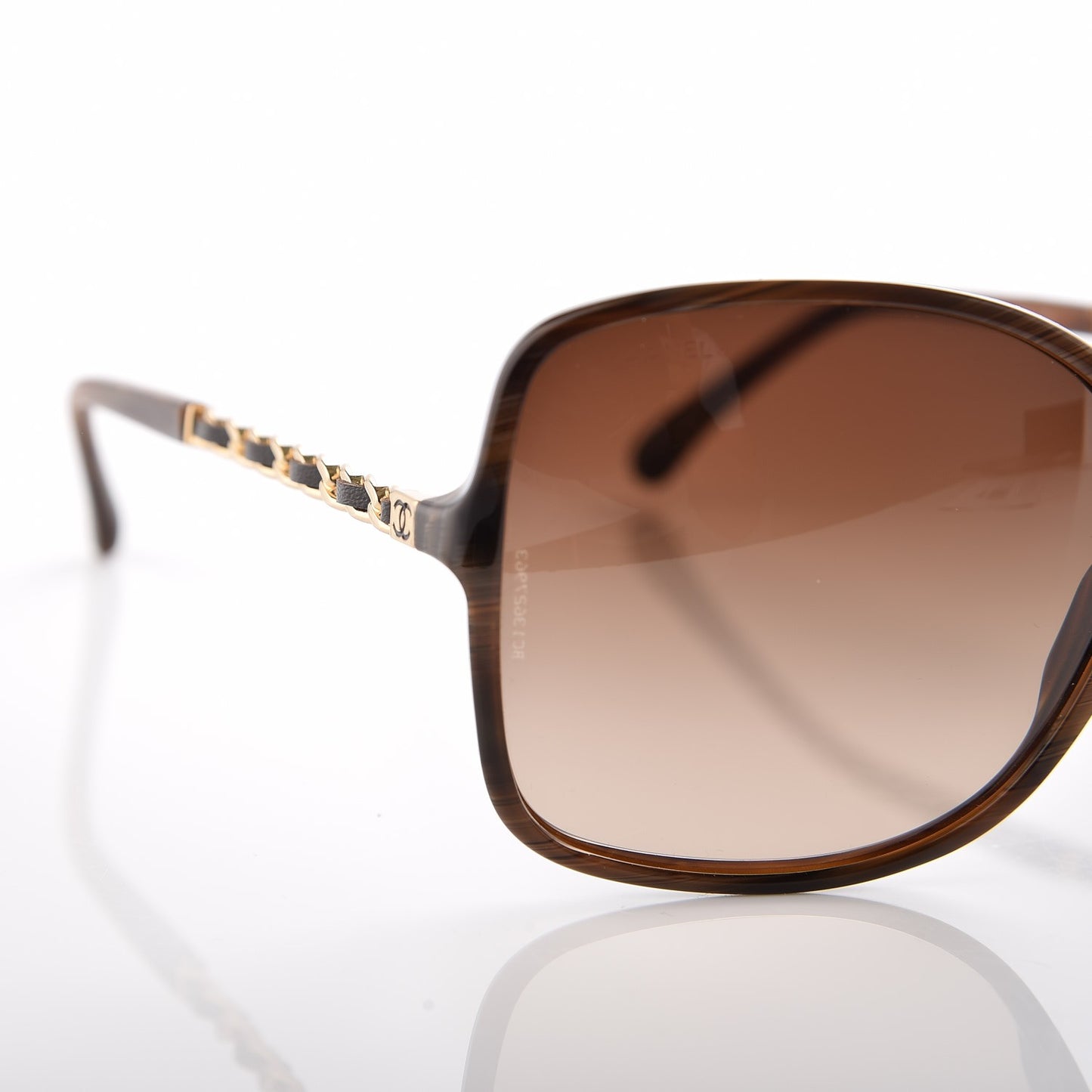 Acetate Metal Lambskin Chain Square Sunglasses 5210-Q Brown
