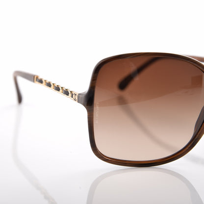 Chanel Acetate Metal Lambskin Chain Square Sunglasses 5210-Q Brown 7 of 8