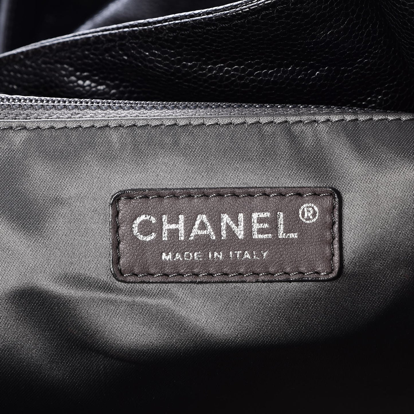Glazed Caviar Large Pocket In The City Tote Black