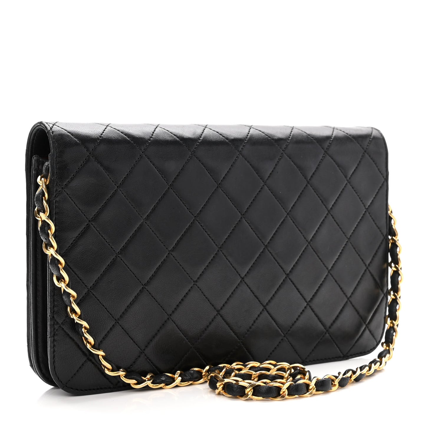 Lambskin Quilted Small Single Flap Black