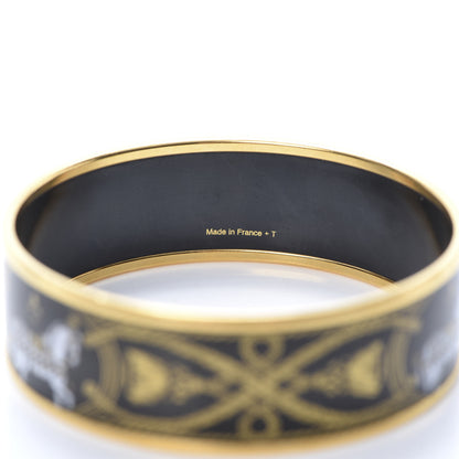 Hermes Enamel Printed Wide Grand Apparat Bracelet 70 Black 5 of 5