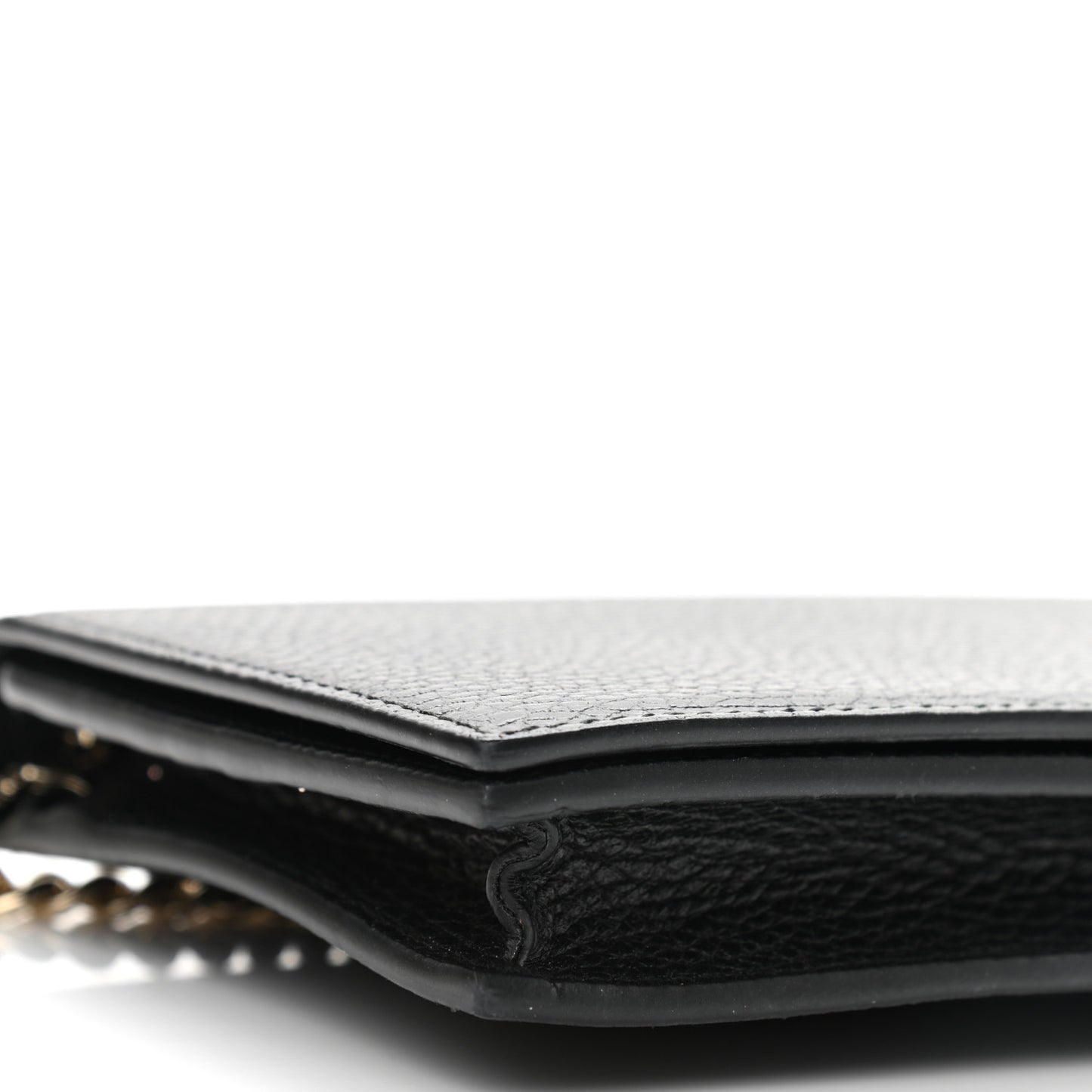 Dollar Calfskin Medium Betty Chain Wallet Black