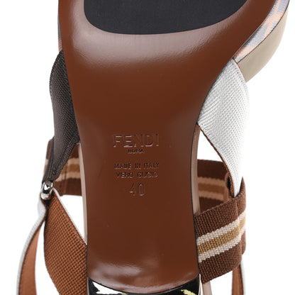 Fendi Technical Mesh FF Colibri 55mm Slingback Pumps 40 Tobacco Moro Camelia Beige Caramello 7 of 7