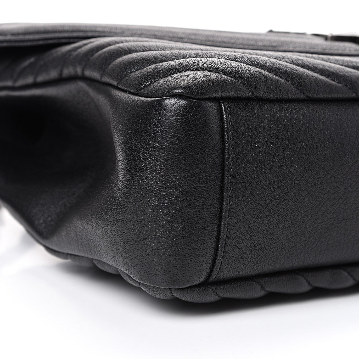 Saint Laurent Sheepskin Matelasse Chevron Monogram Large College Satchel Black 8 of 10