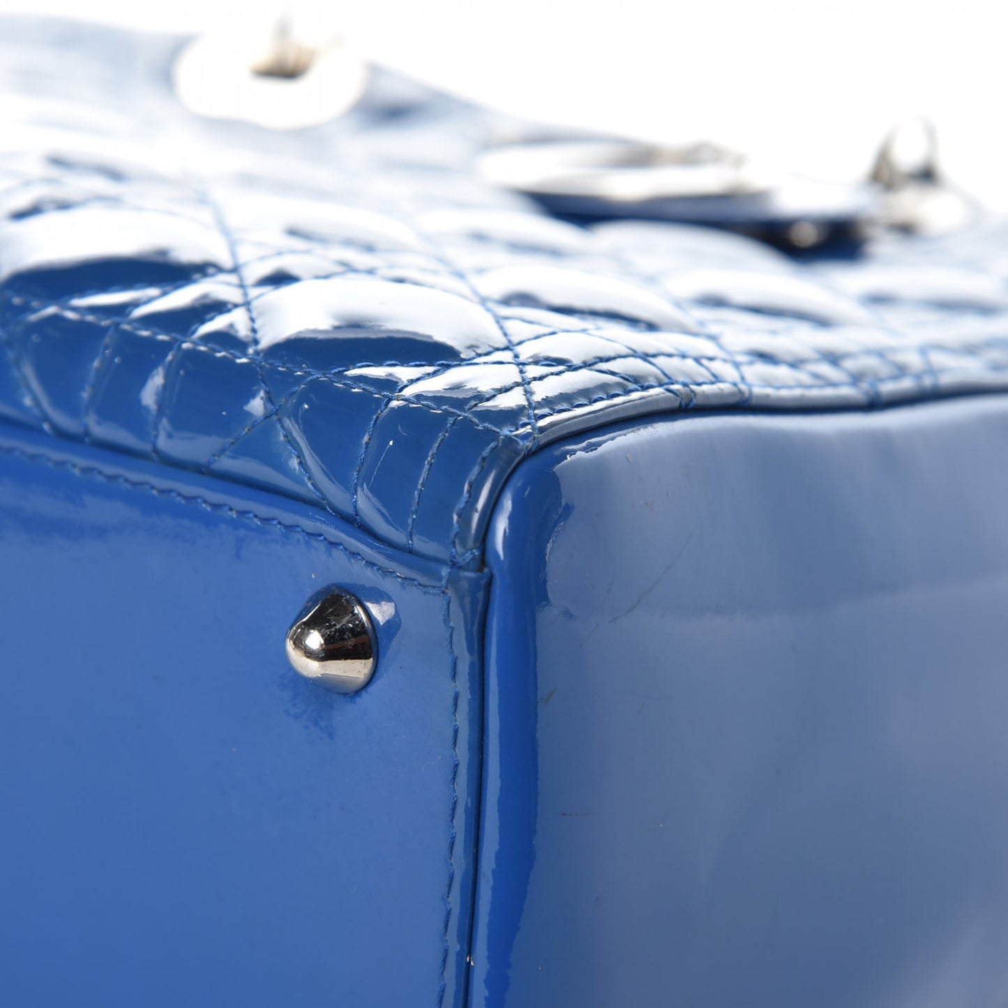 Patent Cannage Large Lady Dior Blue