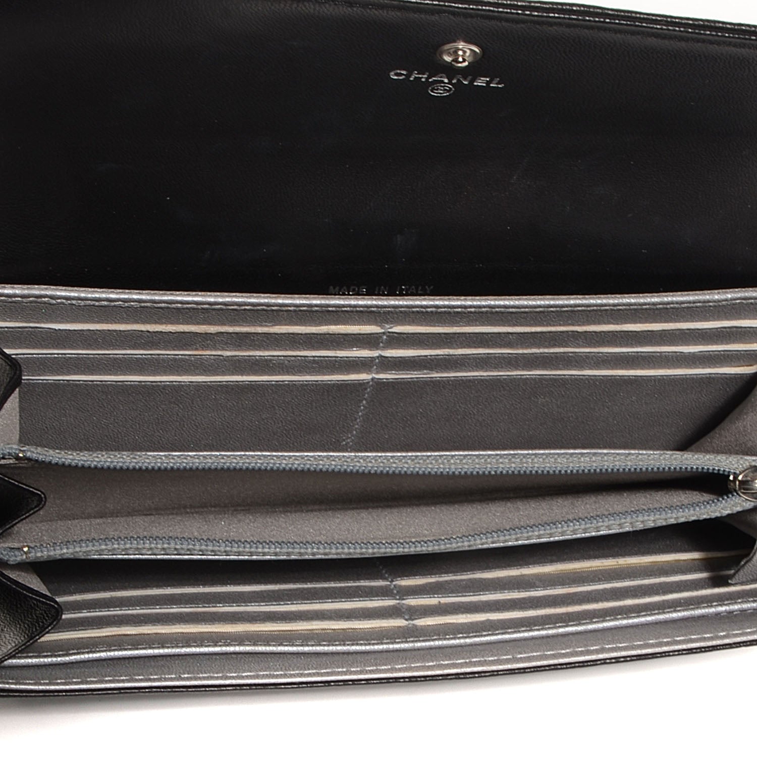 Chanel Lambskin Embossed Camellia Large Gusset Flap Wallet Black 6 of 9