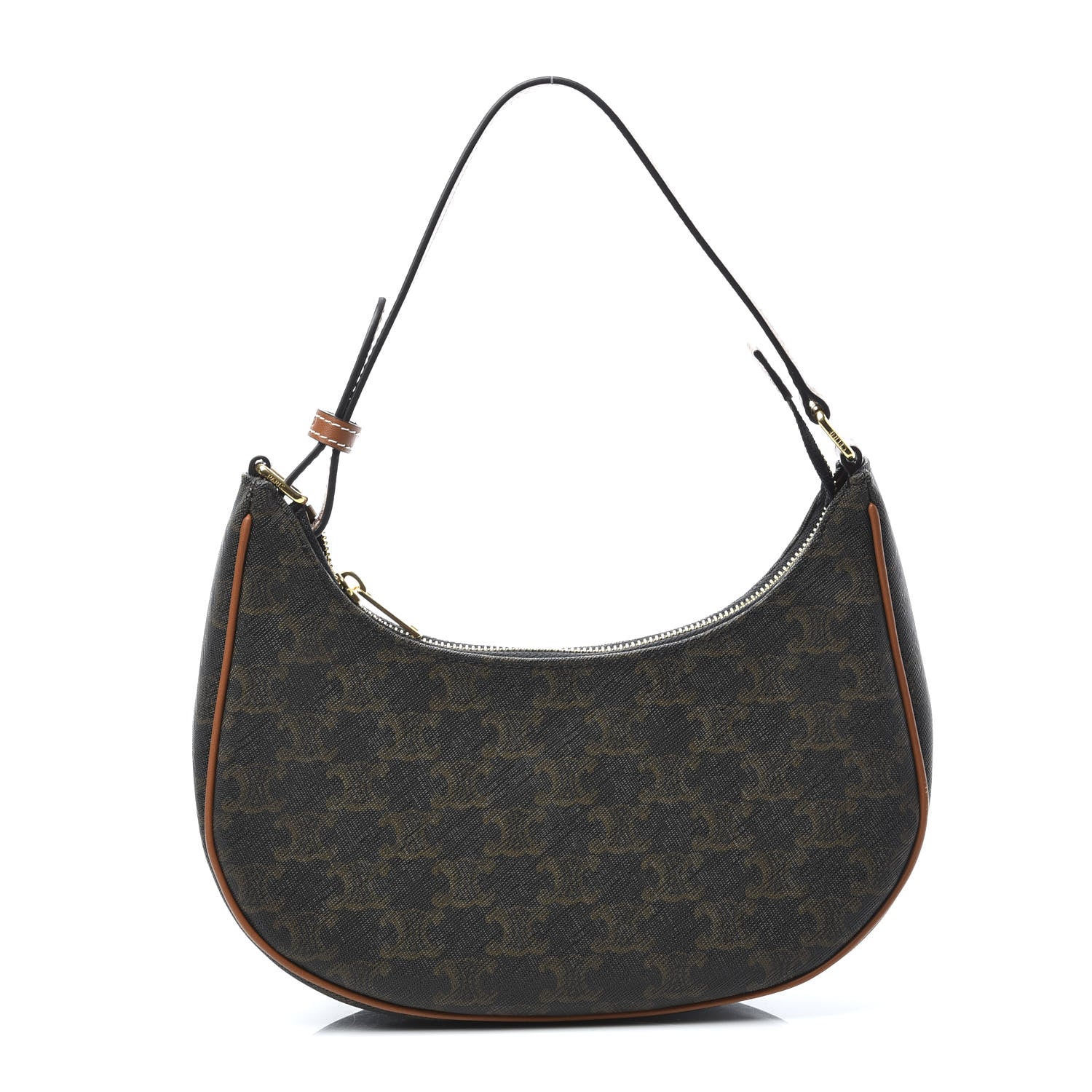 Celine Canvas Calfskin Ava Triomphe Shoulder Bag Tan 1 of 8