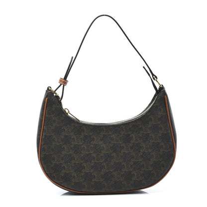 Celine Canvas Calfskin Ava Triomphe Shoulder Bag Tan 1 of 8