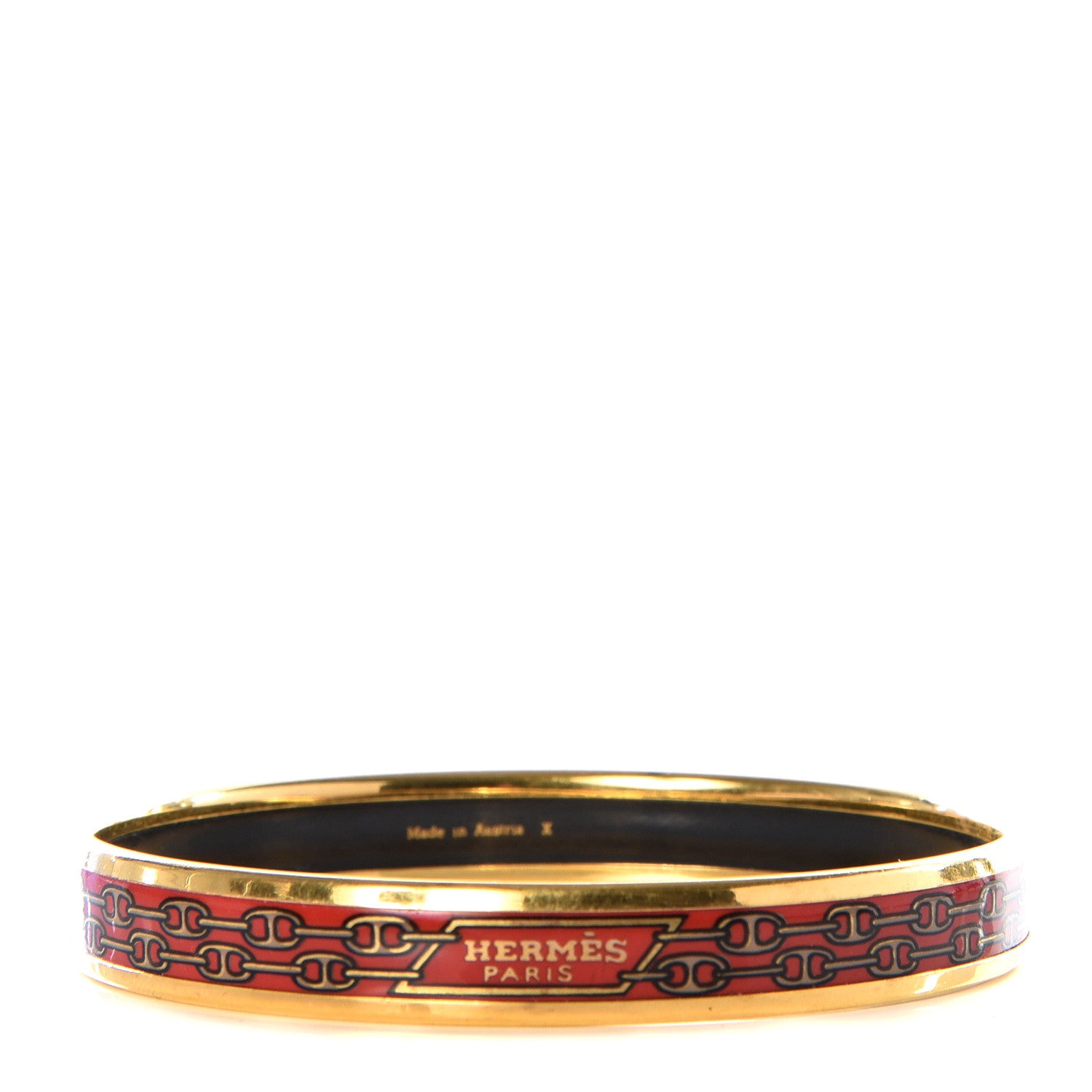 Hermes Enamel Narrow Printed Chain D'Ancre Bracelet 65 1 of 3