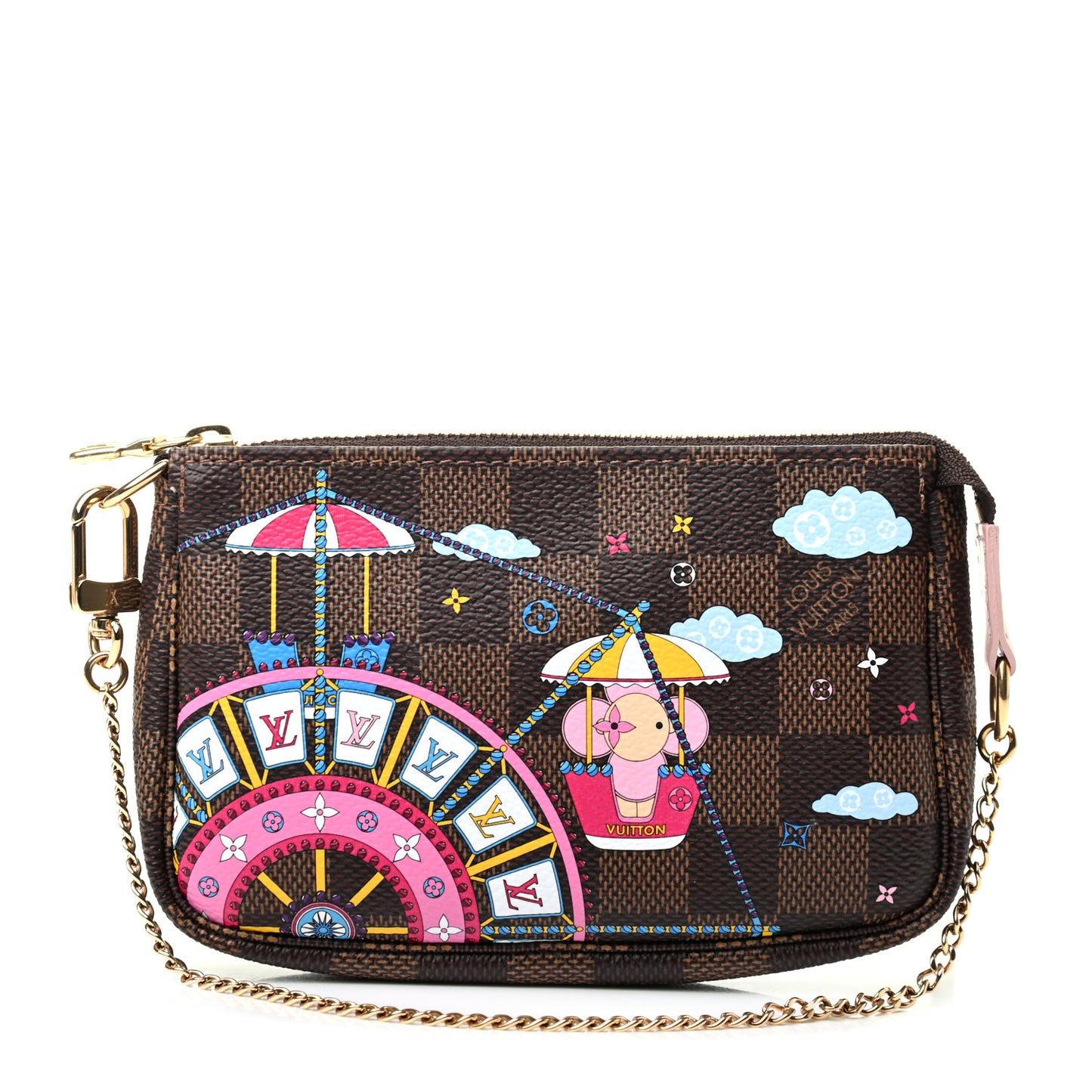 Damier Ebene 2020 Christmas Animation Big Wheel Mini Pochette Accessories Rose Ballerine