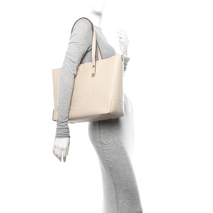 Burberry Calfskin Crest Embossed Small Tote Limestone 2 of 14