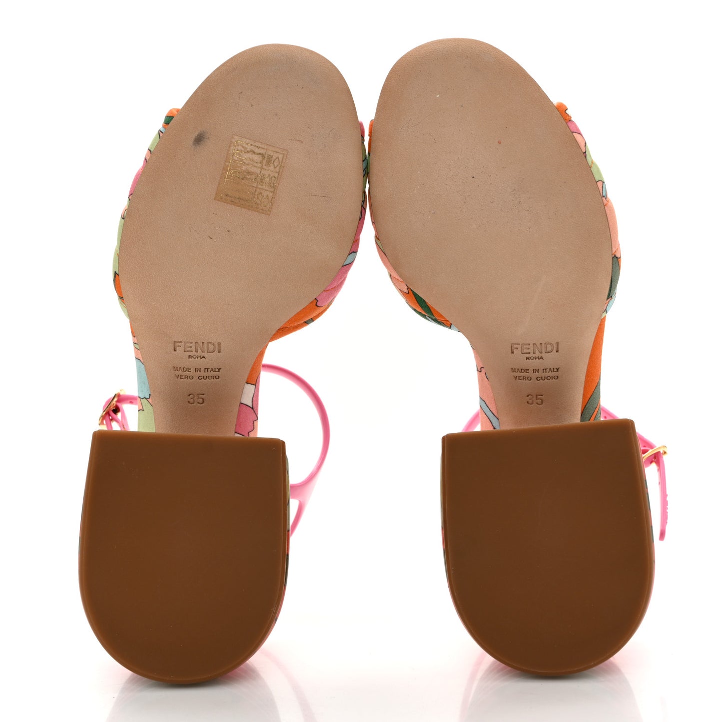 Fabric Calfskin Promenade Slingback Sandals 35 Arancio Multicolor Lipstick