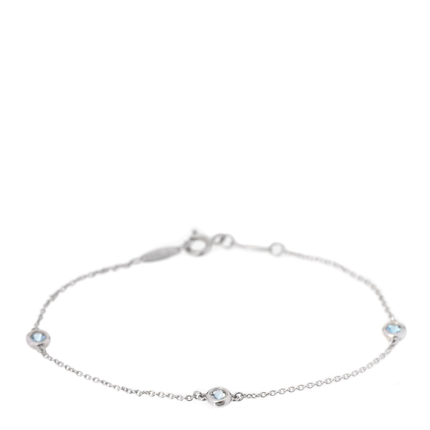 Tiffany Sterling Silver Aquamarine Elsa Peretti Color By The Yard 3 Station Bracelet 1 of 6