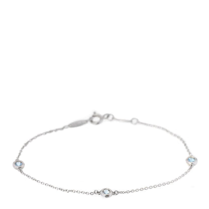 Tiffany Sterling Silver Aquamarine Elsa Peretti Color By The Yard 3 Station Bracelet 1 of 6