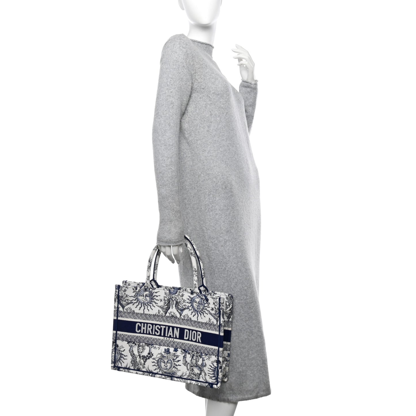 Canvas Embroidered Medium Toile De Jouy Soleil Book Tote Blue
