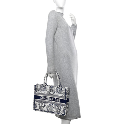 Christian Dior Canvas Embroidered Medium Toile De Jouy Soleil Book Tote Blue 2 of 11